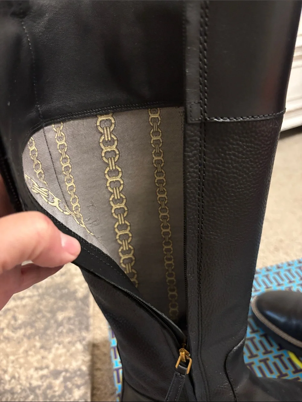 Tory Burch Dark Brown Tall Leather Zip Riding Boots